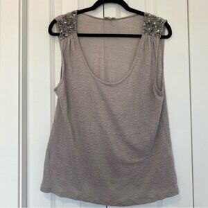 Joie Linen Tank Top With Bead Detail